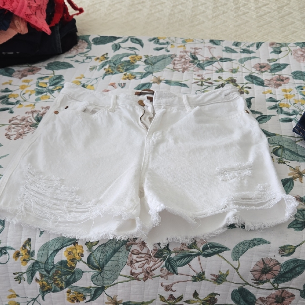 Judy Blue White Casual Distressed Jean Shorts